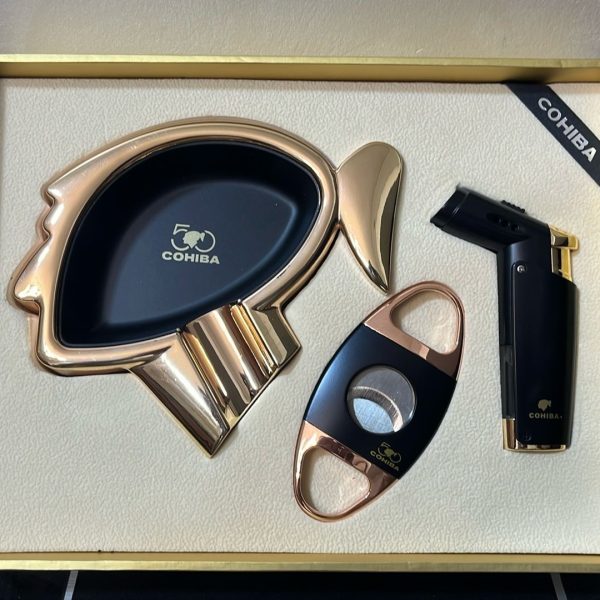 طقم سيجار Cohiba (3 قطع – Rose Gold)